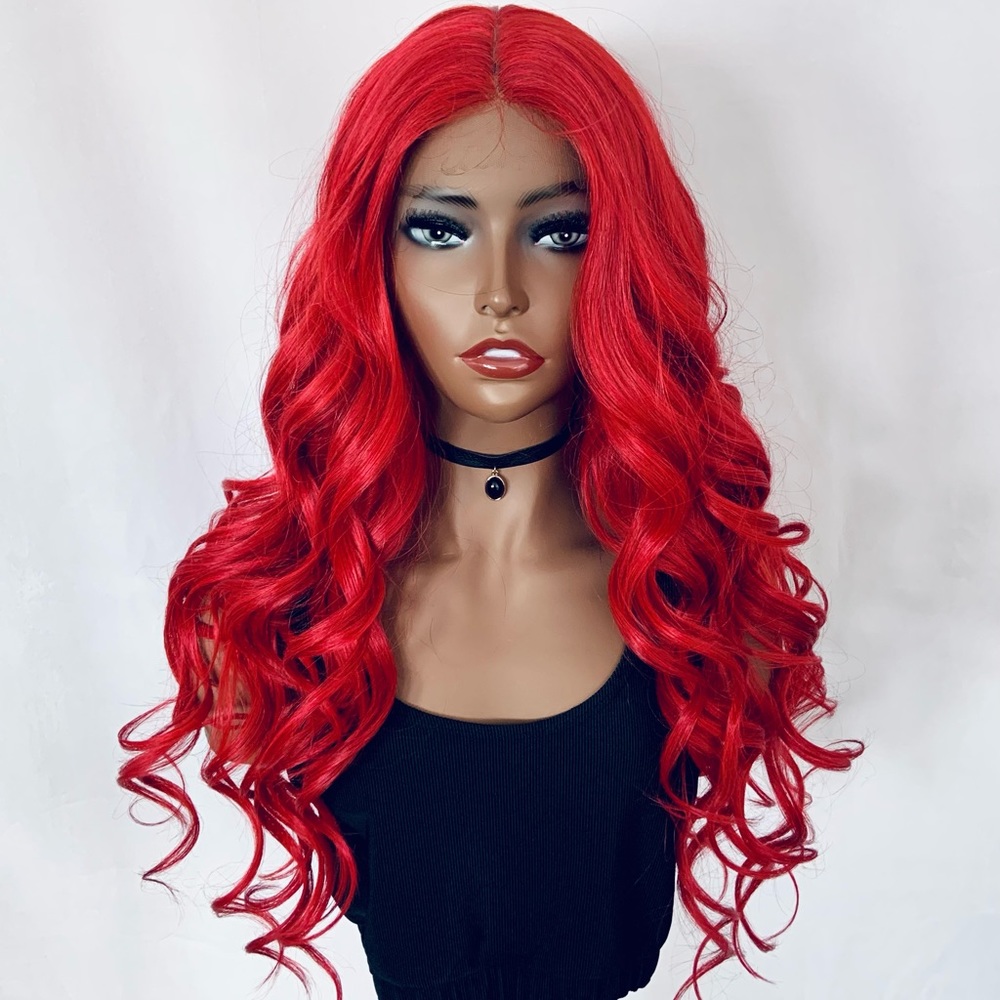 Gorgeous Red Premium Fiber Lace Front Wig for Events/Calgary Stampede & More ♥️